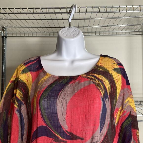 Made in Italy Women's‎ Colorful Abstract Cotton Tunic Top Est. Size 2X Vibrant - Picture 7 of 10